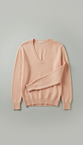 Women's V-Neck Cashmere Sweater in Pale Peach