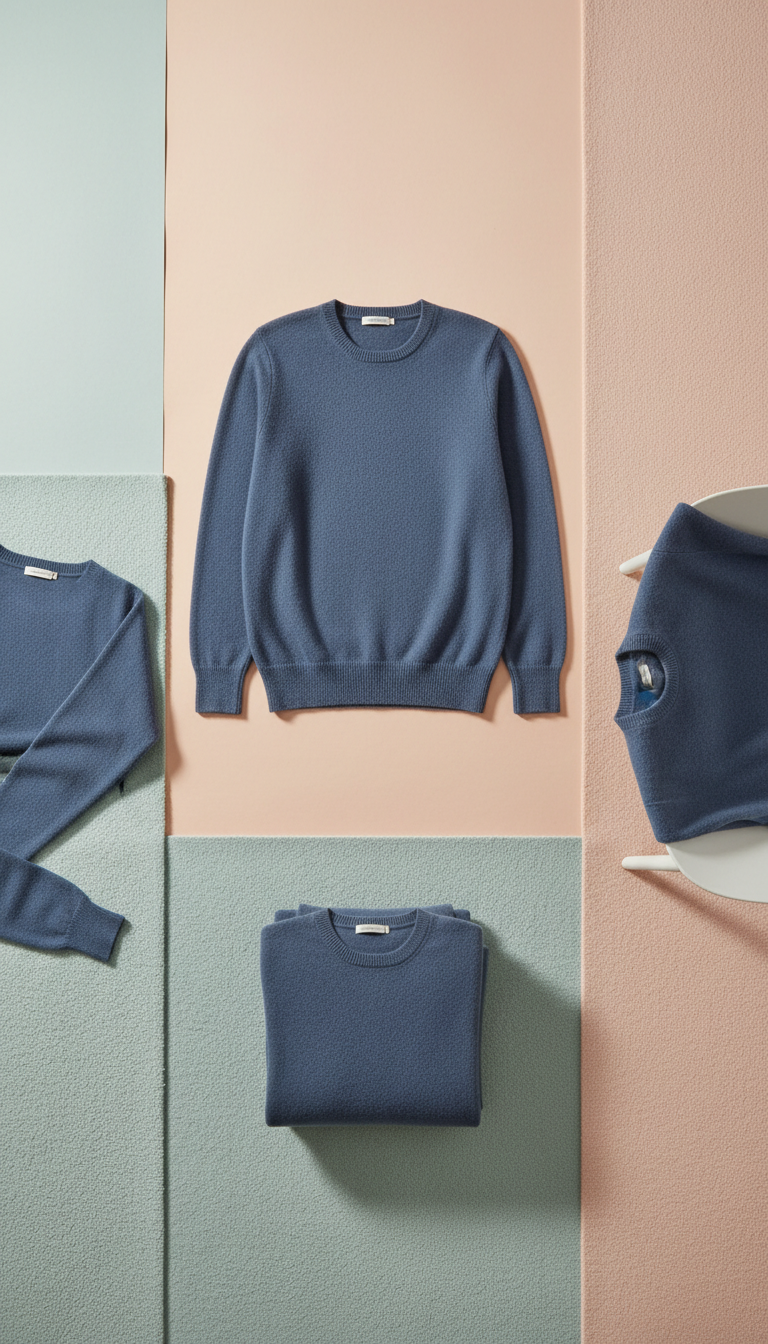 Men's Crewneck Cashmere Sweater in Slate Blue